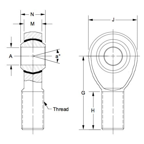 5/8" X 5/8" Left Hand (LH) Rod End - Heim Join
