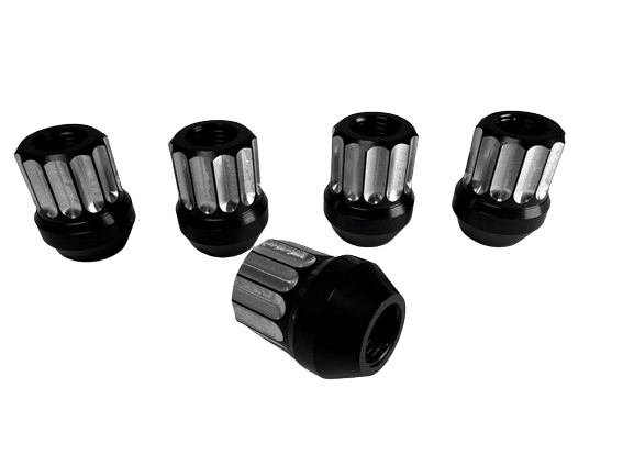 Billet Aluminum Lug Nuts (Conical) 1/2" - Two Tone Black - Set of 10