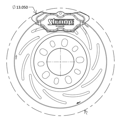 Strange Engineering Pro Series Rear Brake Kit For 1957-1964 Olds Housing Ends With Slotted Rotors, Four Piston Calipers & Hard Metallic Pads