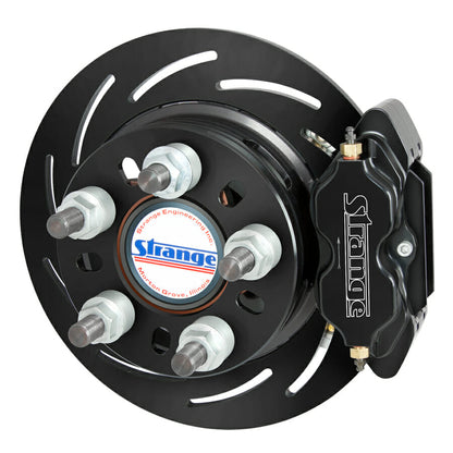 Strange Engineering Pro Series II Rear Brake Kit For Mopar Housing Ends - Includes Axle Bearings With 2 Pc Slotted Rotors, Four Piston Calipers & Soft Metallic Pads