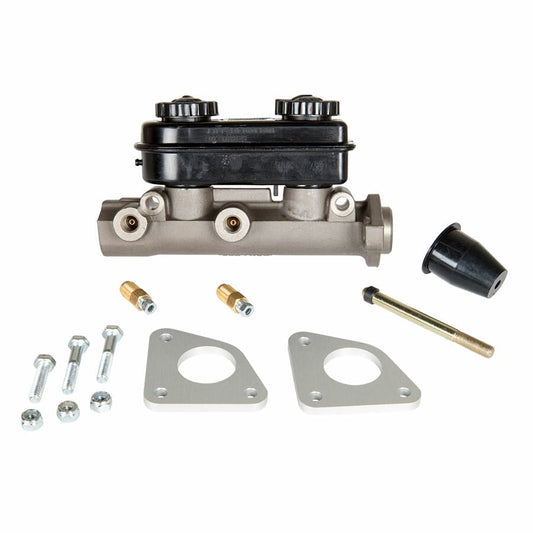Strange Engineering Dual Master Cylinder - 1.125" Bore Includes Dust Boot, Pushrod, Fittings, & Reinforcing Plates