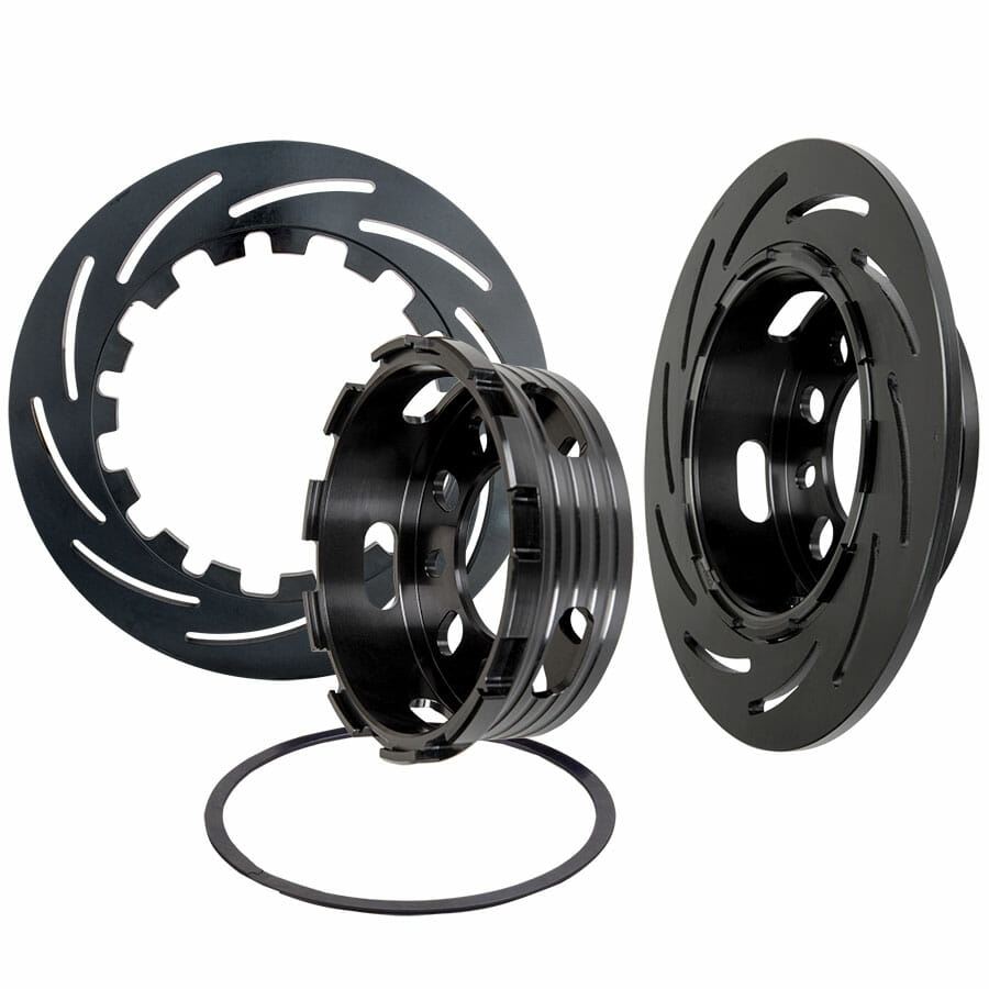 Strange Engineering Pro Series II Front Brake Kit For 1994-2004 Mustang Reusing OEM Hubs 2 Piston Calipers & Two Piece Slotted Rotors