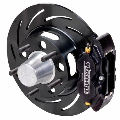 Strange Engineering Pro Series Front Brake Kit Mopar Applications using 10" Drum Brake Spindles 4 Piston Calipers & One Piece Slotted Rotors