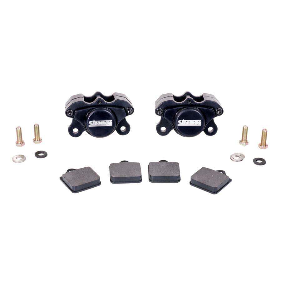 Strange Engineering Pro Series II Front Brake Kit For 1994-2004 Mustang Reusing OEM Hubs 2 Piston Calipers & Two Piece Slotted Rotors