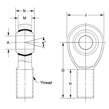 3/4 X 3/4 Right Hand Heim Joint - Spherical Rod End, Male 3/4-16 RH Chrome Moly Housing, Slotted Nylon Race 0.751 Bore