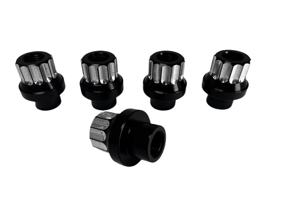 Billet Aluminum Lug Nuts (Std.) 1/2" - Two Tone Black - Set of 10